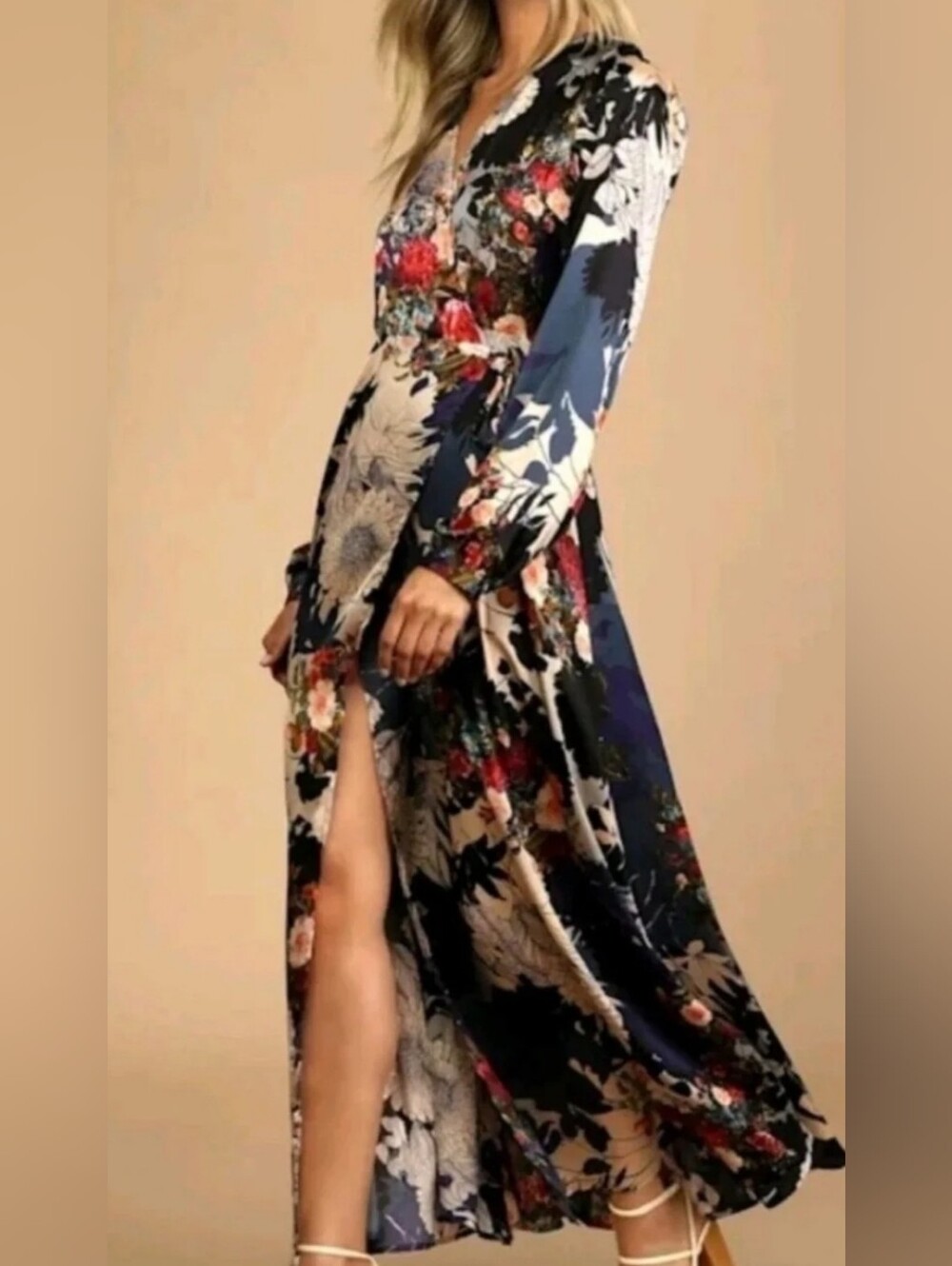 Women's Floral Print Long Sleeve Maxi Dress
